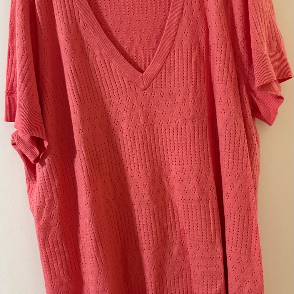 V-Neck Coral Knit Top